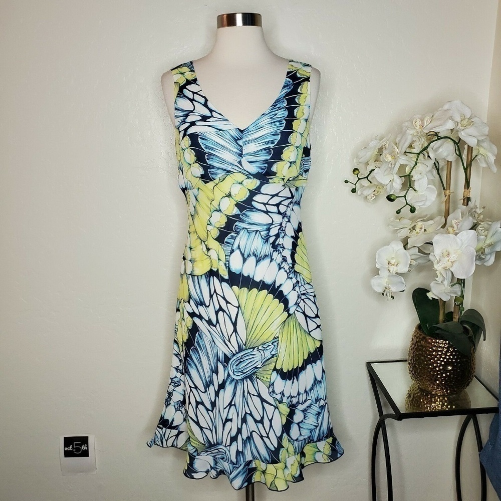 Tribal Women's Green/Blue Size 4 V-Neck Dress